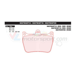 CL Brakes 5027W46T15 - T18 -T20 Juego de pastillas de freno